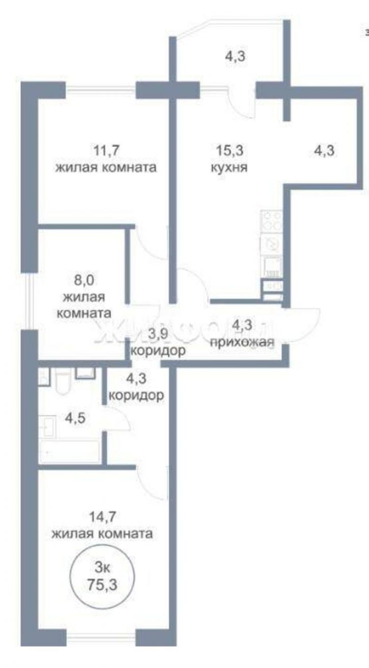 3-комн квартира 6-й микрорайон, д.17