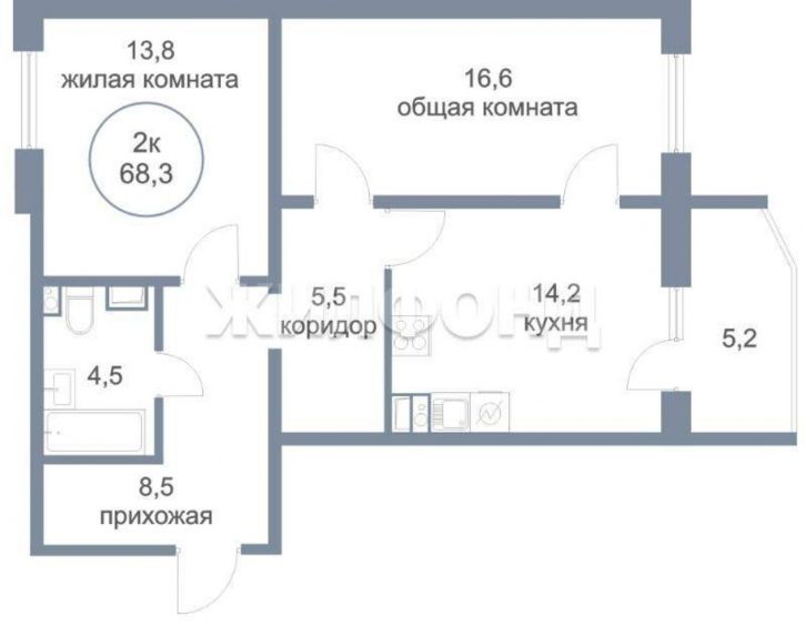 2-комн квартира 5-й микрорайон, д.50