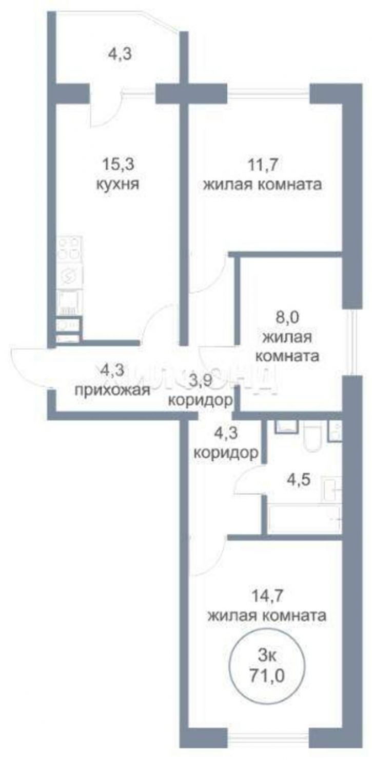 3-комн квартира 4-й микрорайон, д.4/1
