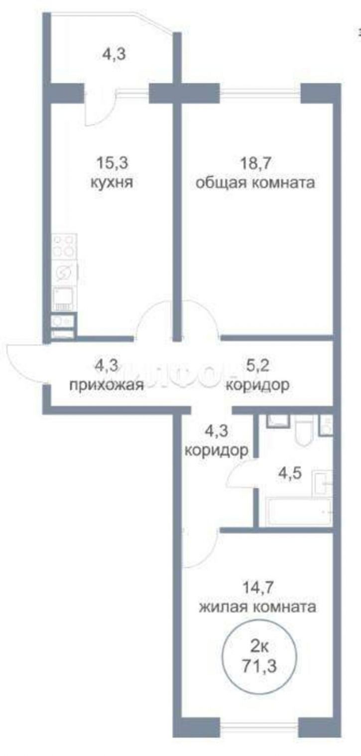 2-комн квартира 4-й микрорайон, д.4/1