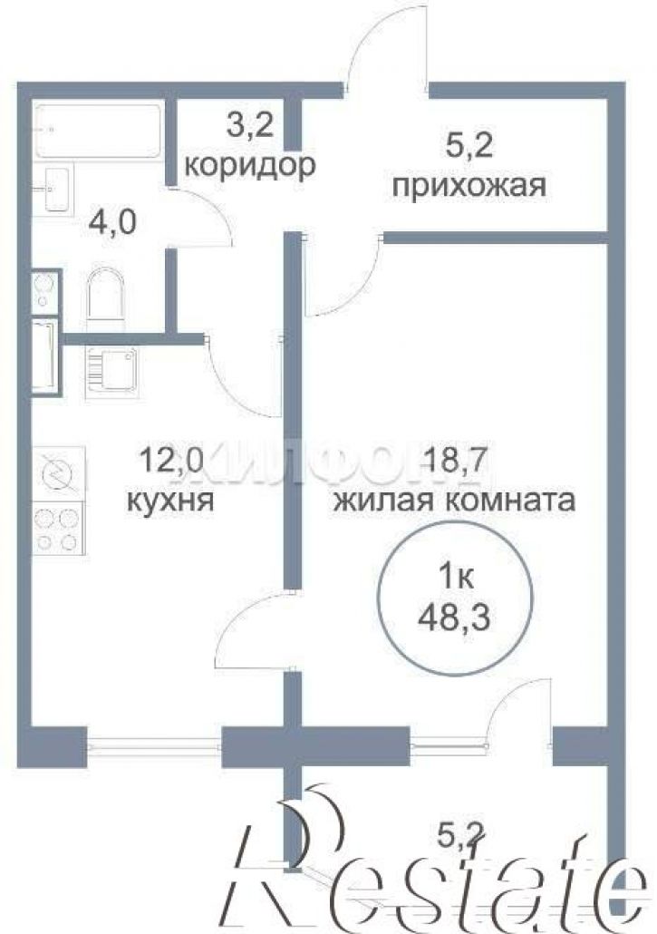 1-комн квартира 5-й микрорайон, д.57