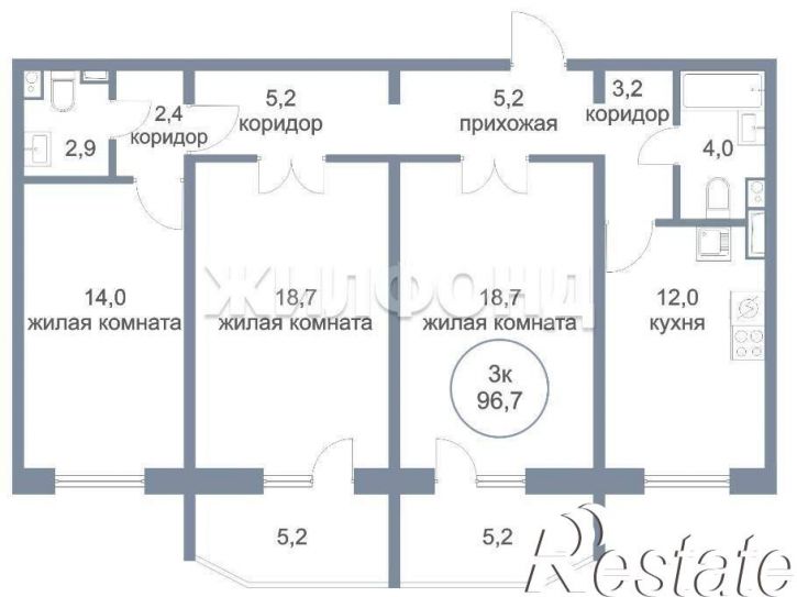 3-комн квартира 5-й микрорайон, д.39