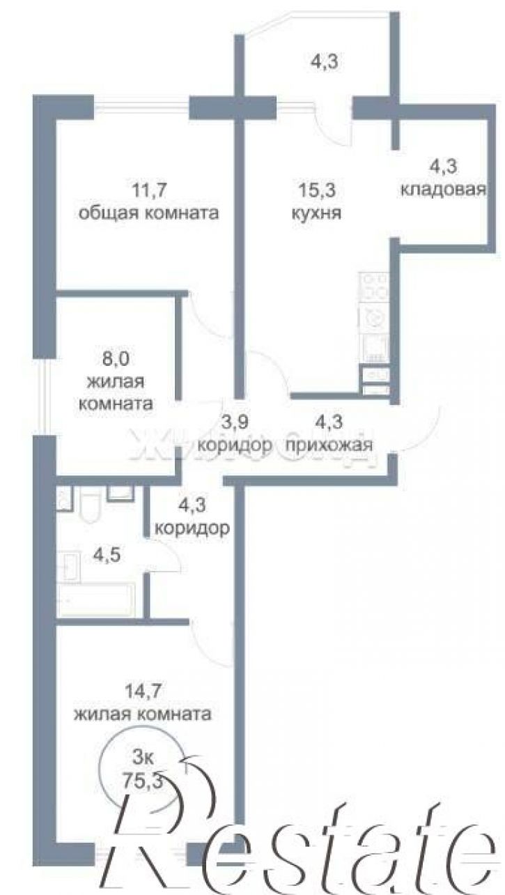3-комн квартира 5-й микрорайон, д.57