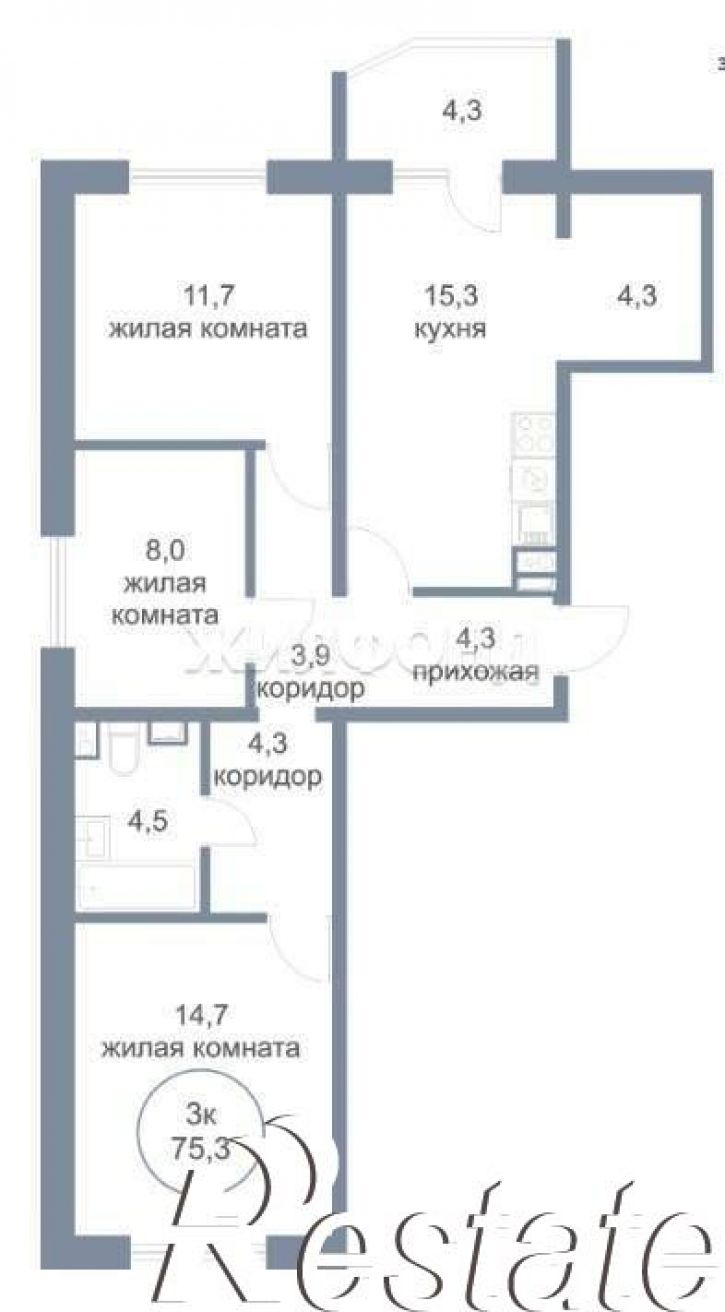 3-комн квартира 6-й микрорайон, д.44