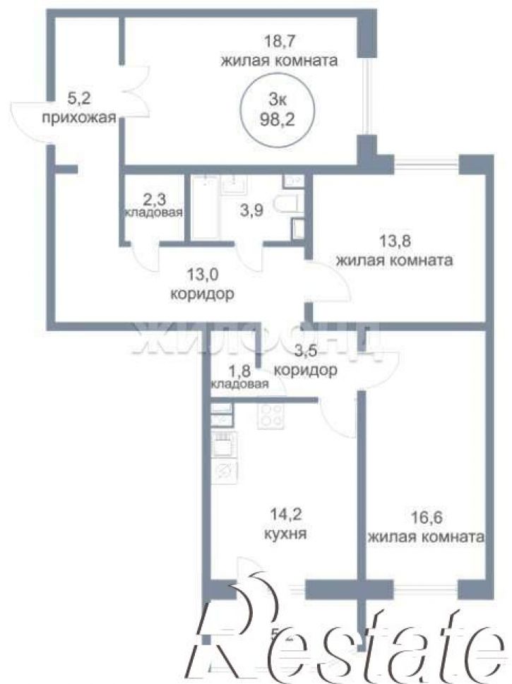 3-комн квартира 4-й микрорайон, д.22